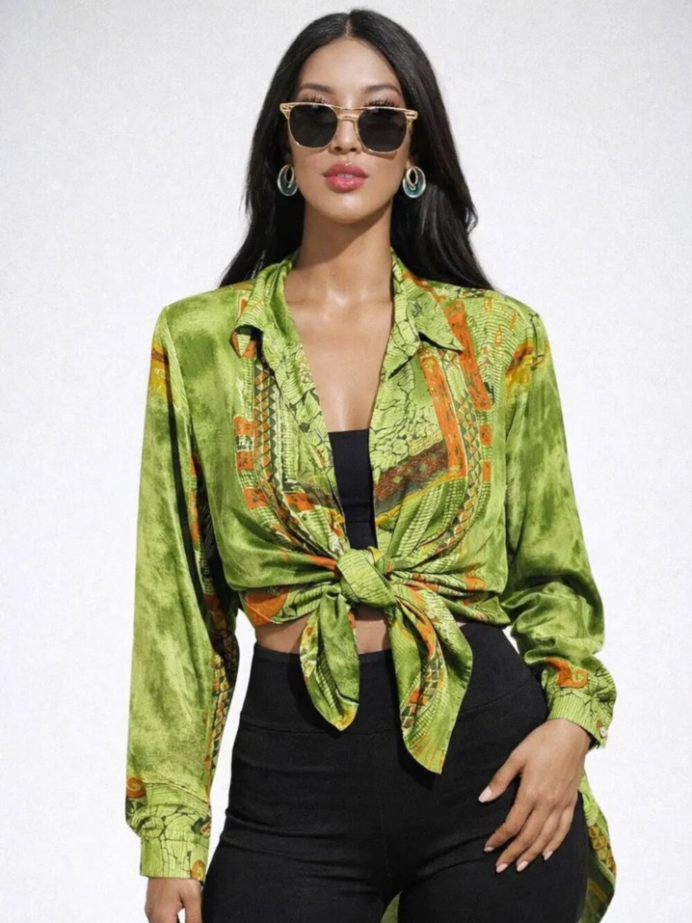 Beverly Rose 90s Olive Green Blouse | Vintage Button Up Shirt | Fits Sizes L-XL